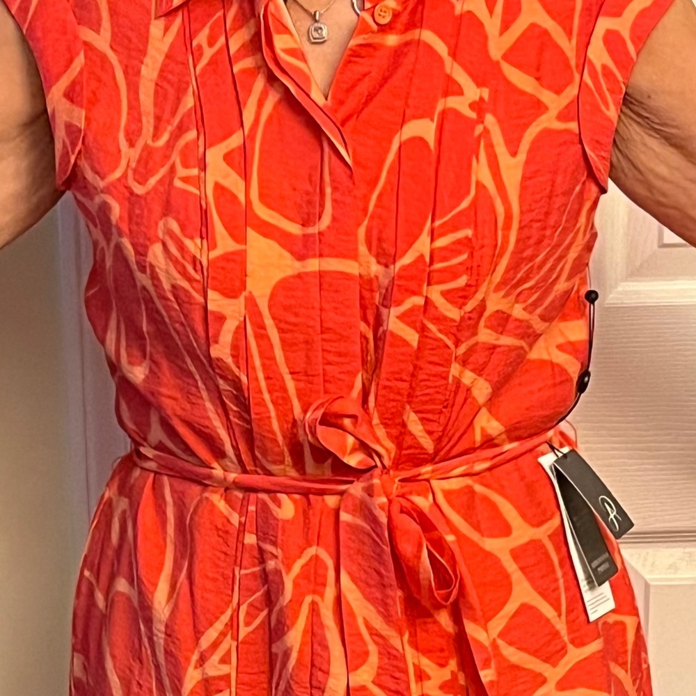 Adrianna Papell viscose/nylon dress. Salmon and peach color size 12. NWT.